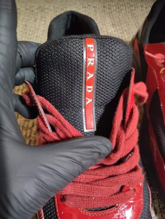 PRADA Size 11 Men\'s Red Black Low Top Lace Solid Pattern Athletic Sneakers W/Box main image 6